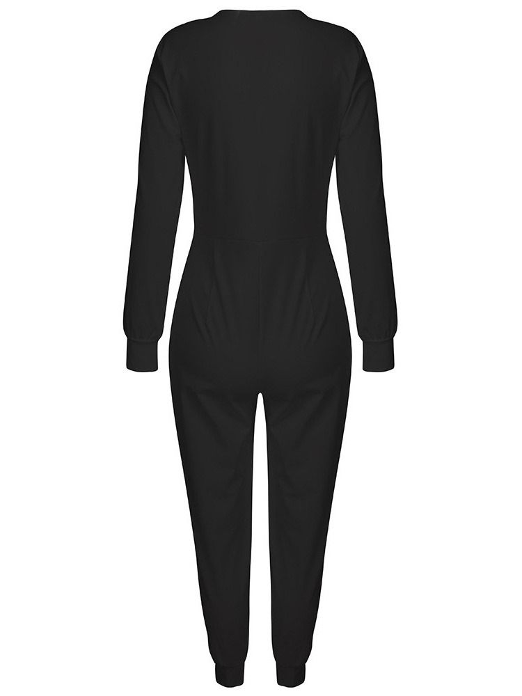 Knapp Fullängd Office Lady High Waist Pencil Byxor Jumpsuit