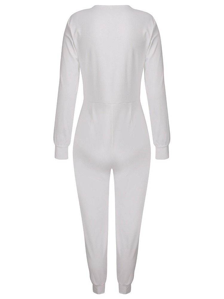 Knapp Fullängd Office Lady High Waist Pencil Byxor Jumpsuit