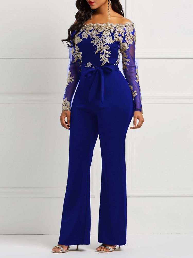 Lace Patchwork Skinny Jumpsuit För Kvinnor