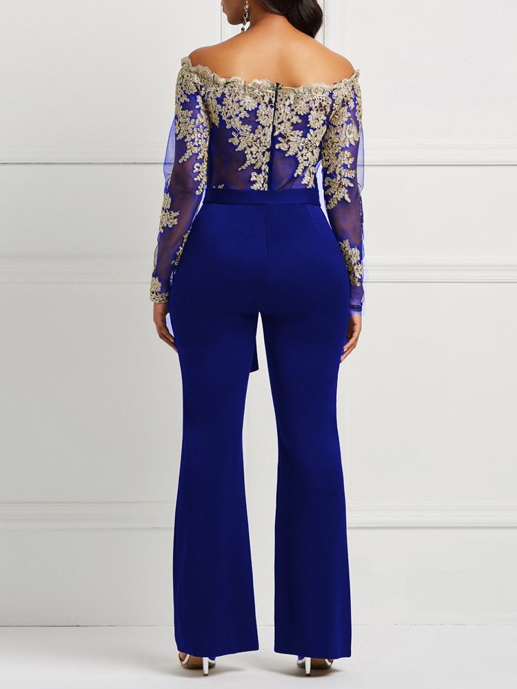 Lace Patchwork Skinny Jumpsuit För Kvinnor
