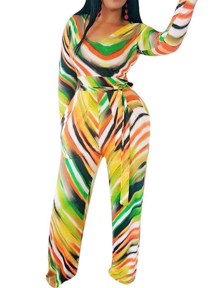 Lace-Up Color Block Slim Wide Legs Jumpsuit