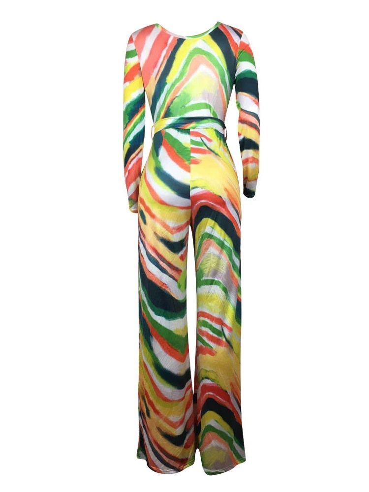 Lace-Up Color Block Slim Wide Legs Jumpsuit