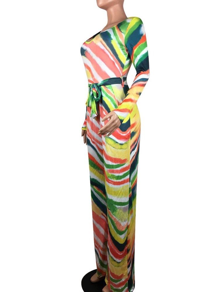 Lace-Up Color Block Slim Wide Legs Jumpsuit