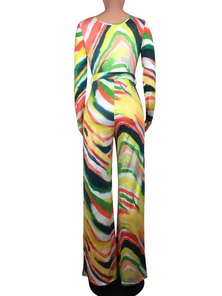 Lace-Up Color Block Slim Wide Legs Jumpsuit