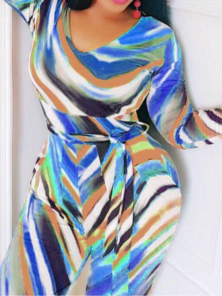 Lace-Up Color Block Slim Wide Legs Jumpsuit