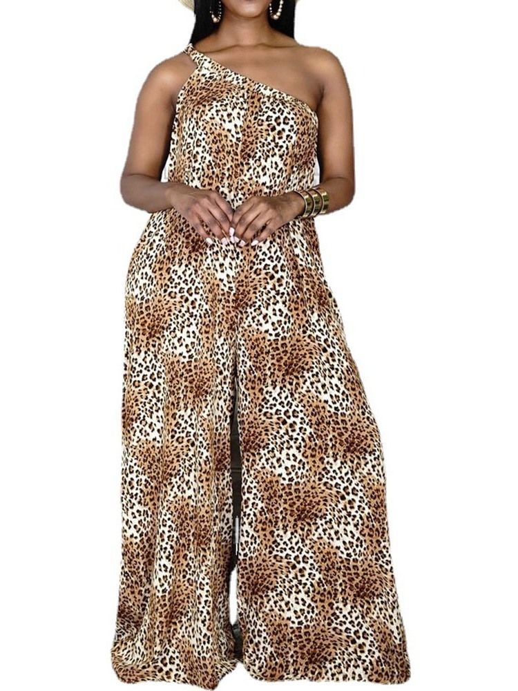 Leopard Casual Hellängd Lös Jumpsuit För Kvinnor Med Breda Ben