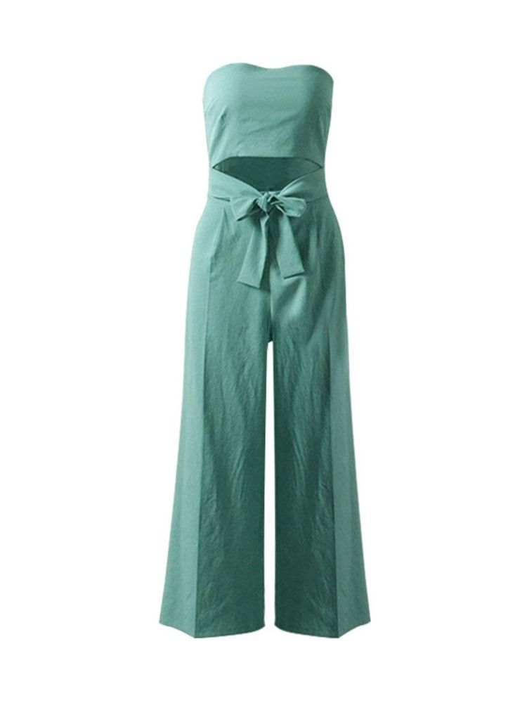 Ljusblå Snörning Vanlig Lös Jumpsuit