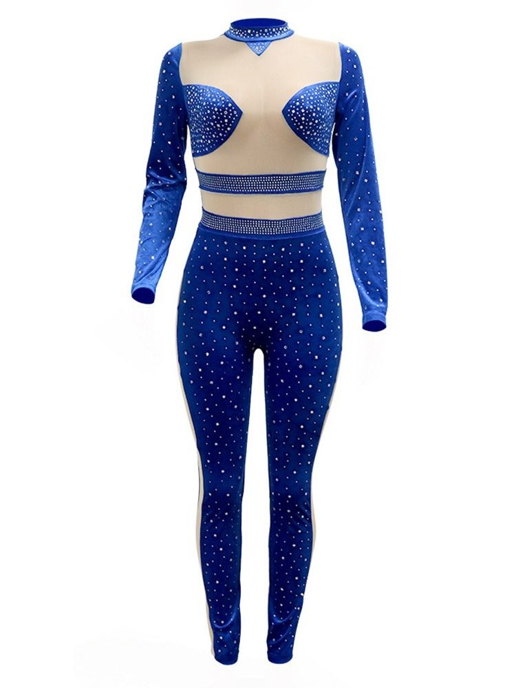Mesh Hellängd Skinny Pencil Byxor Jumpsuit