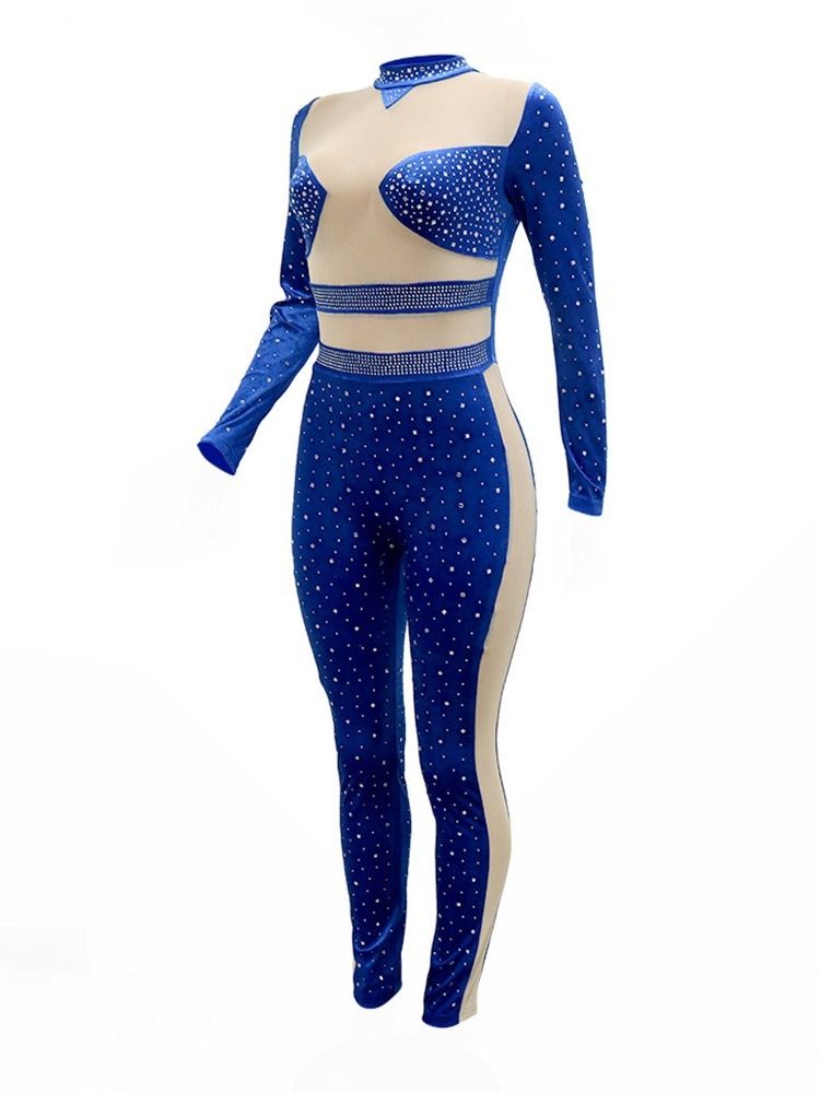 Mesh Hellängd Skinny Pencil Byxor Jumpsuit