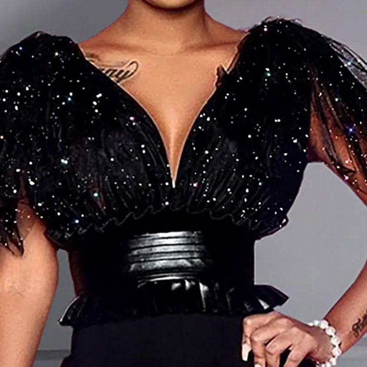 Mesh Vanligt Full Längd Hög Midja Rak Jumpsuit