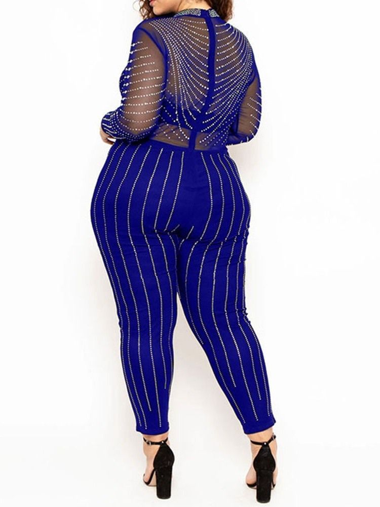 Mode Ankel Lång Stripe Pencil Byxor Hög Midja Jumpsuit