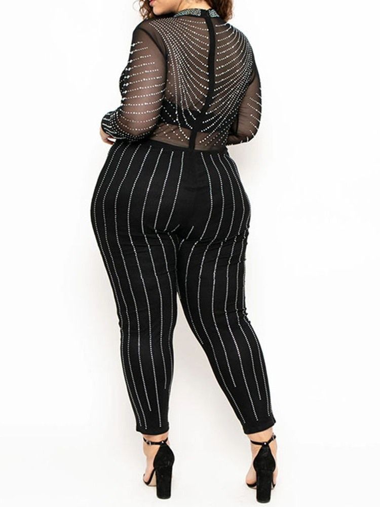 Mode Ankel Lång Stripe Pencil Byxor Hög Midja Jumpsuit