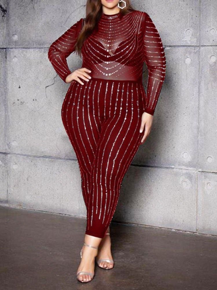 Mode Ankel Lång Stripe Pencil Byxor Hög Midja Jumpsuit