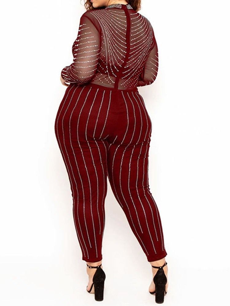 Mode Ankel Lång Stripe Pencil Byxor Hög Midja Jumpsuit