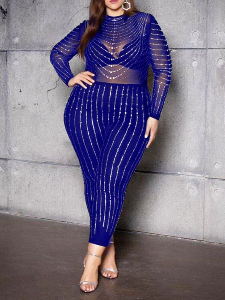 Mode Ankel Lång Stripe Pencil Byxor Hög Midja Jumpsuit