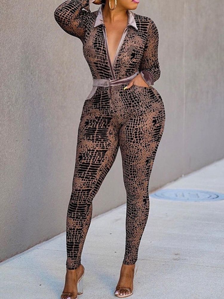 Mode Ankellängd Ficka Hög Midja Pencil Byxor Jumpsuit