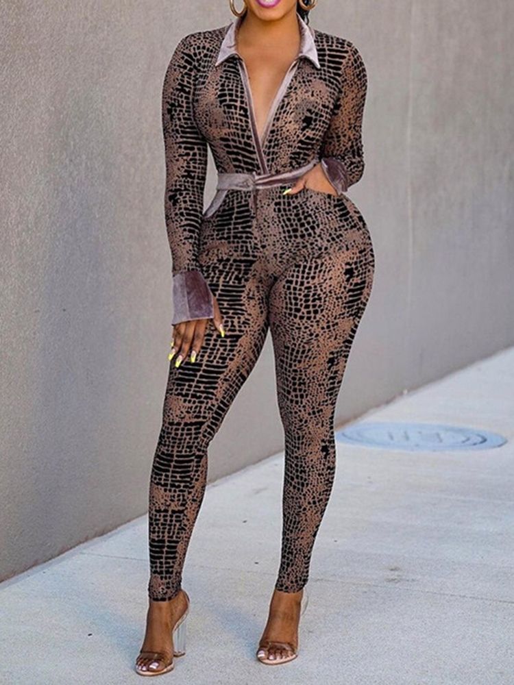 Mode Ankellängd Ficka Hög Midja Pencil Byxor Jumpsuit