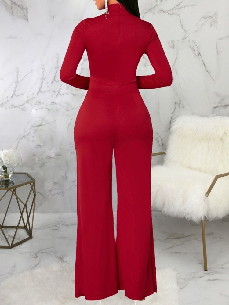 Mode Asymmetrisk Full Längd Mid Waist Slim Jumpsuit