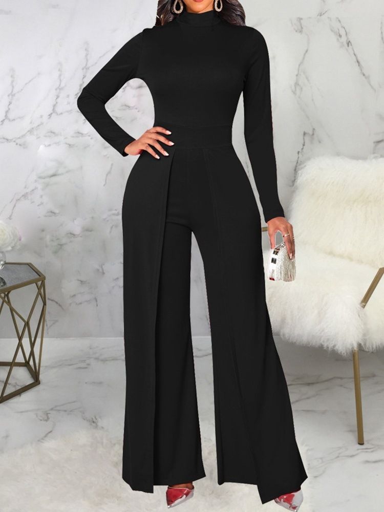 Mode Asymmetrisk Full Längd Mid Waist Slim Jumpsuit