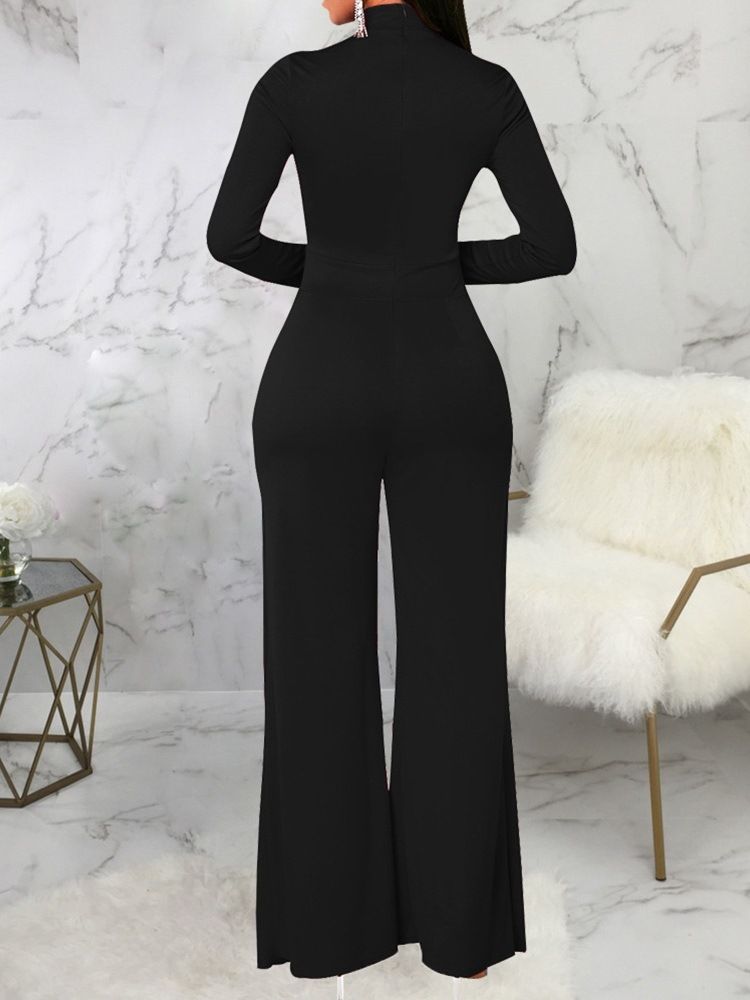 Mode Asymmetrisk Full Längd Mid Waist Slim Jumpsuit