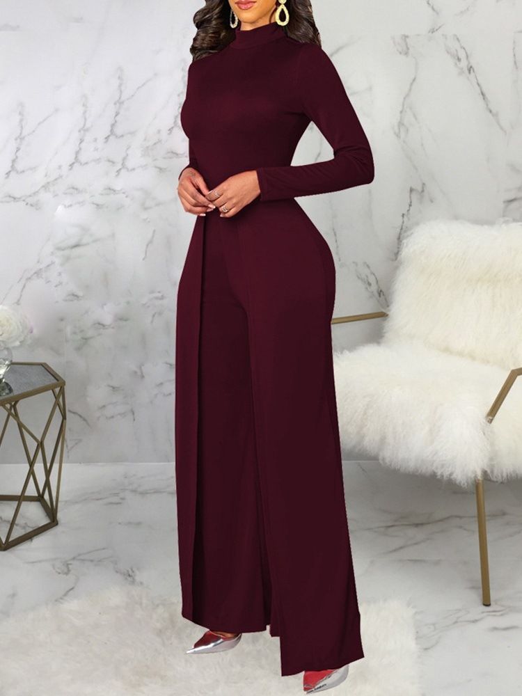 Mode Asymmetrisk Full Längd Mid Waist Slim Jumpsuit