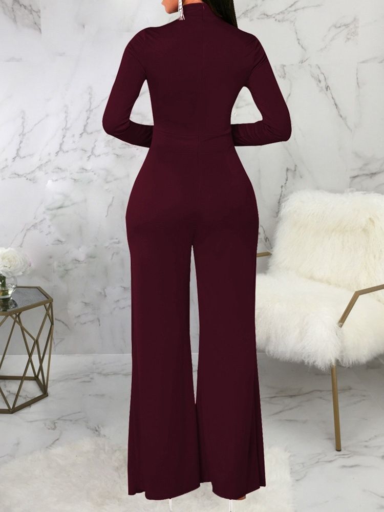 Mode Asymmetrisk Full Längd Mid Waist Slim Jumpsuit
