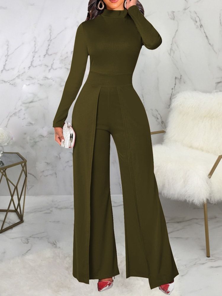Mode Asymmetrisk Full Längd Mid Waist Slim Jumpsuit