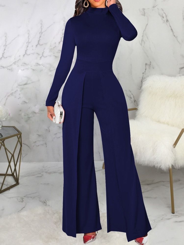 Mode Asymmetrisk Full Längd Mid Waist Slim Jumpsuit