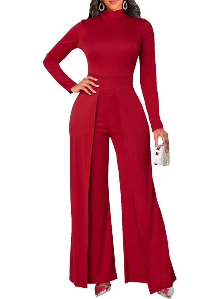 Mode Asymmetrisk Full Längd Mid Waist Slim Jumpsuit
