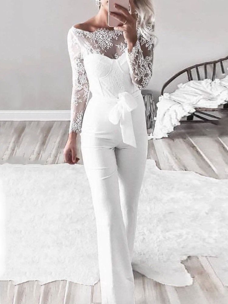 Mode Enkel Genomskinlig Midja Slimmad Jumpsuit