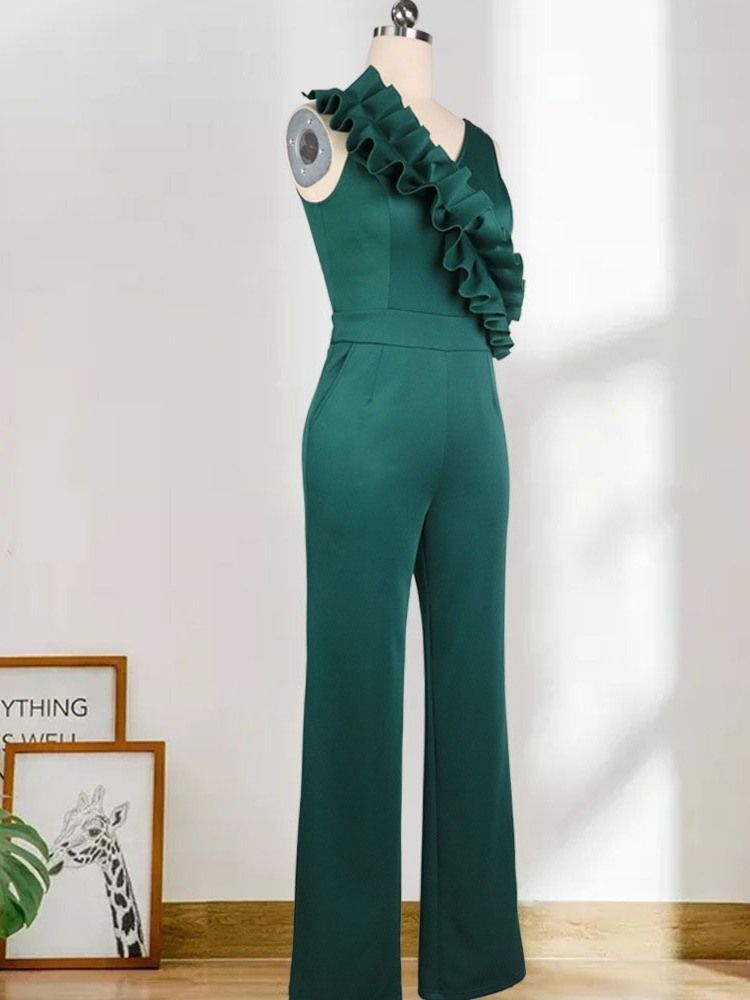 Mode Enkel Plisserad Midja Slimmad Jumpsuit För Kvinnor