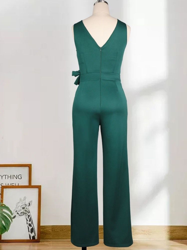 Mode Enkel Plisserad Midja Slimmad Jumpsuit För Kvinnor