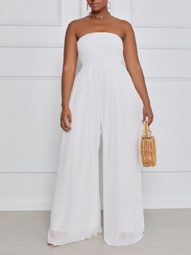 Mode Full Längd Plisserad Hög Midja Breda Ben Dam Jumpsuit