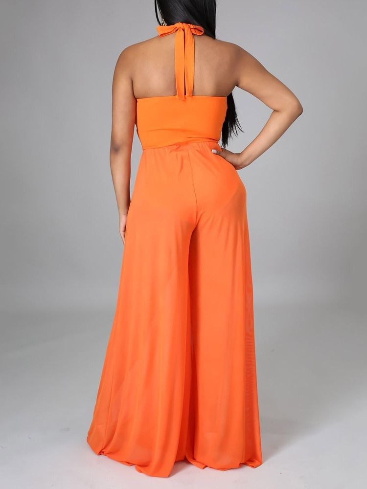 Mode Full Längd Vanlig Breda Ben Smal Jumpsuit För Kvinnor