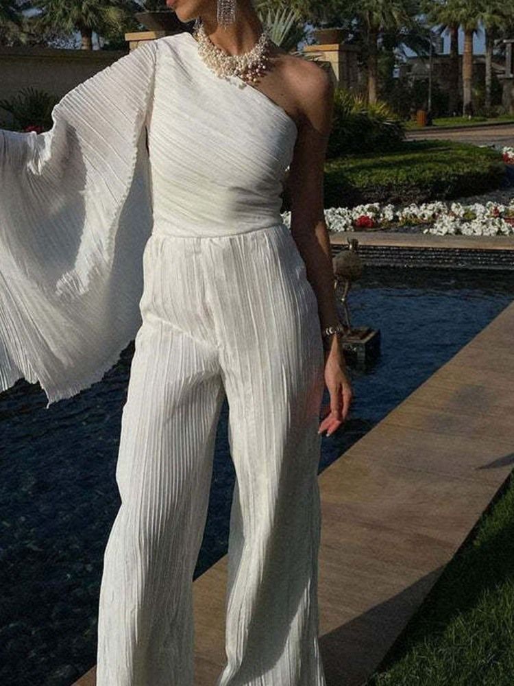 Mode Full Längd Vanlig Mid Waist Slim Jumpsuit