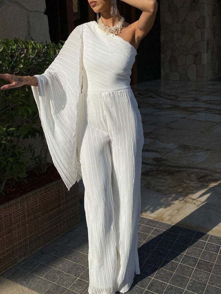 Mode Full Längd Vanlig Mid Waist Slim Jumpsuit