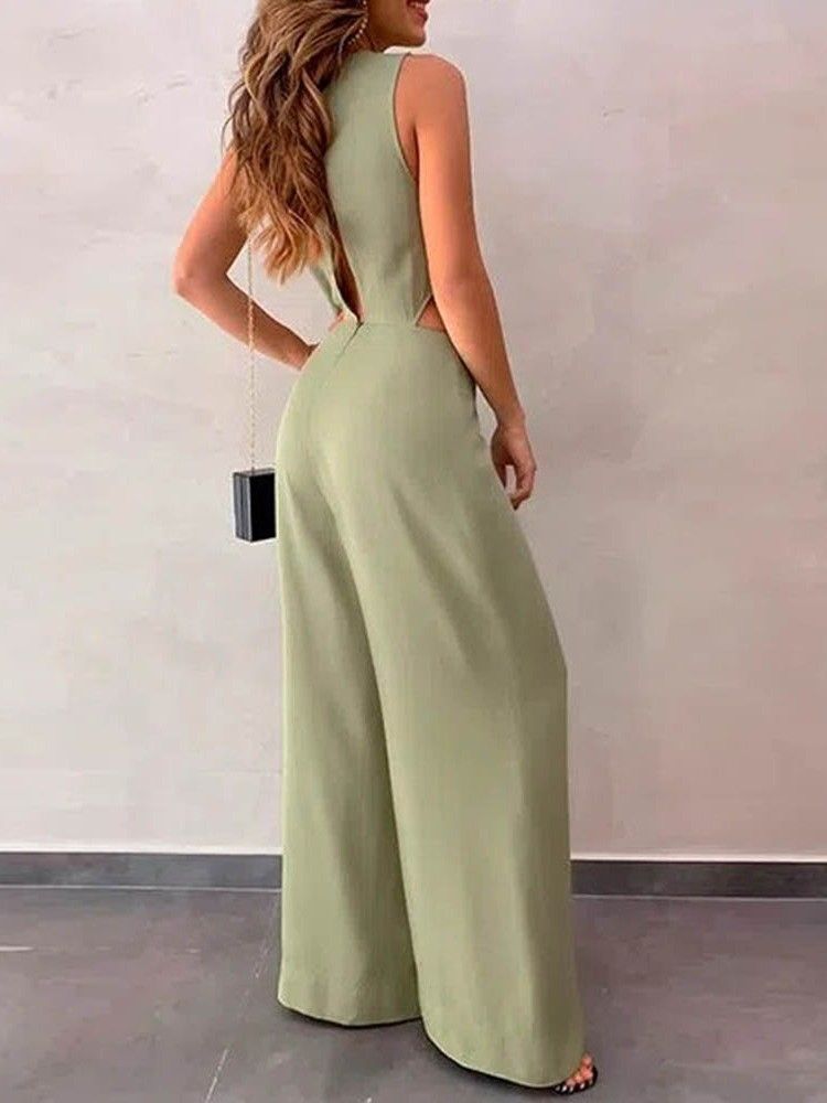 Mode Full Längd Vanlig Rak Slim Jumpsuit För Kvinnor