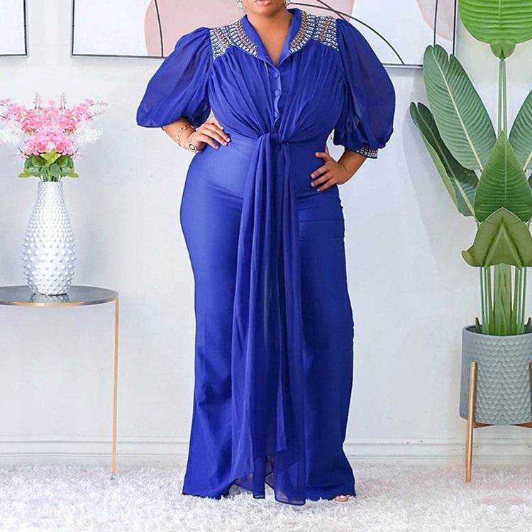 Mode Fullängd Diamond Rak Slim Jumpsuit