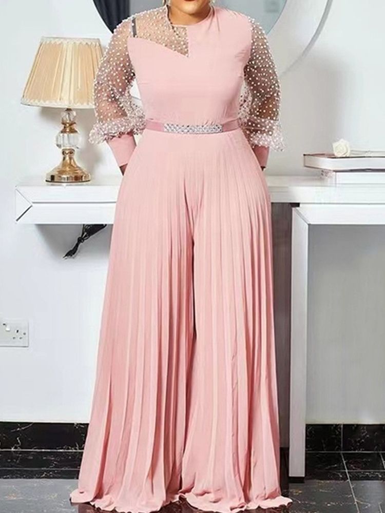 Mode Fullängds Pärla Rak Lös Jumpsuit