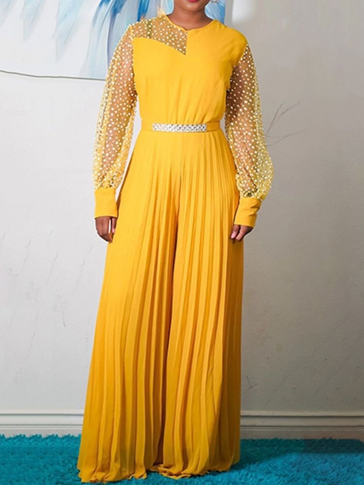 Mode Fullängds Pärla Rak Lös Jumpsuit