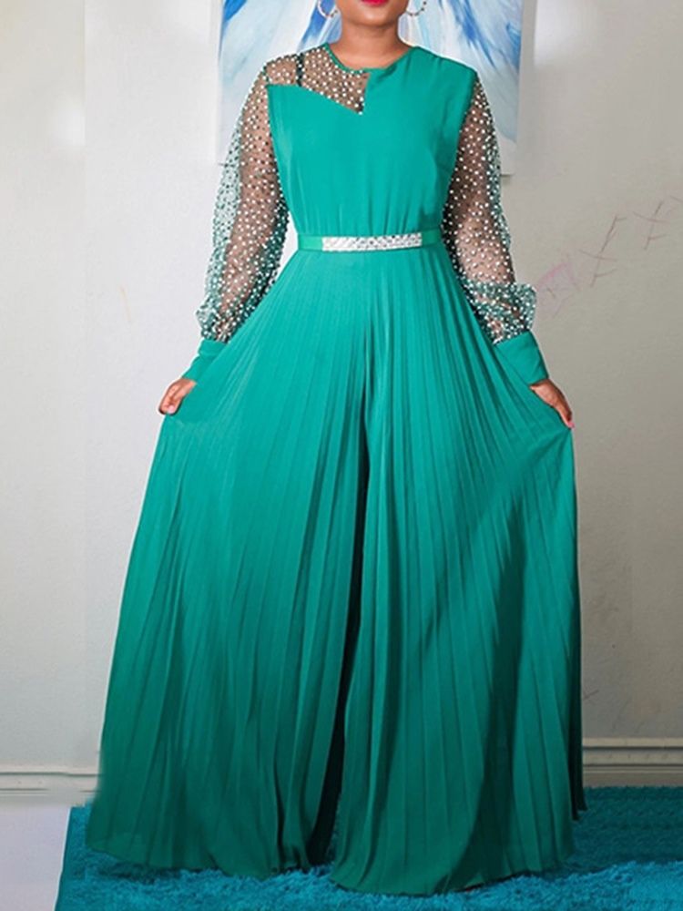Mode Fullängds Pärla Rak Lös Jumpsuit