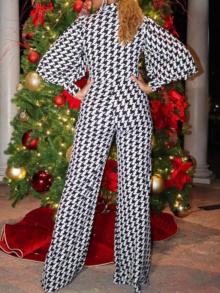 Mode Fullängdstryck Rak Slim Jumpsuit