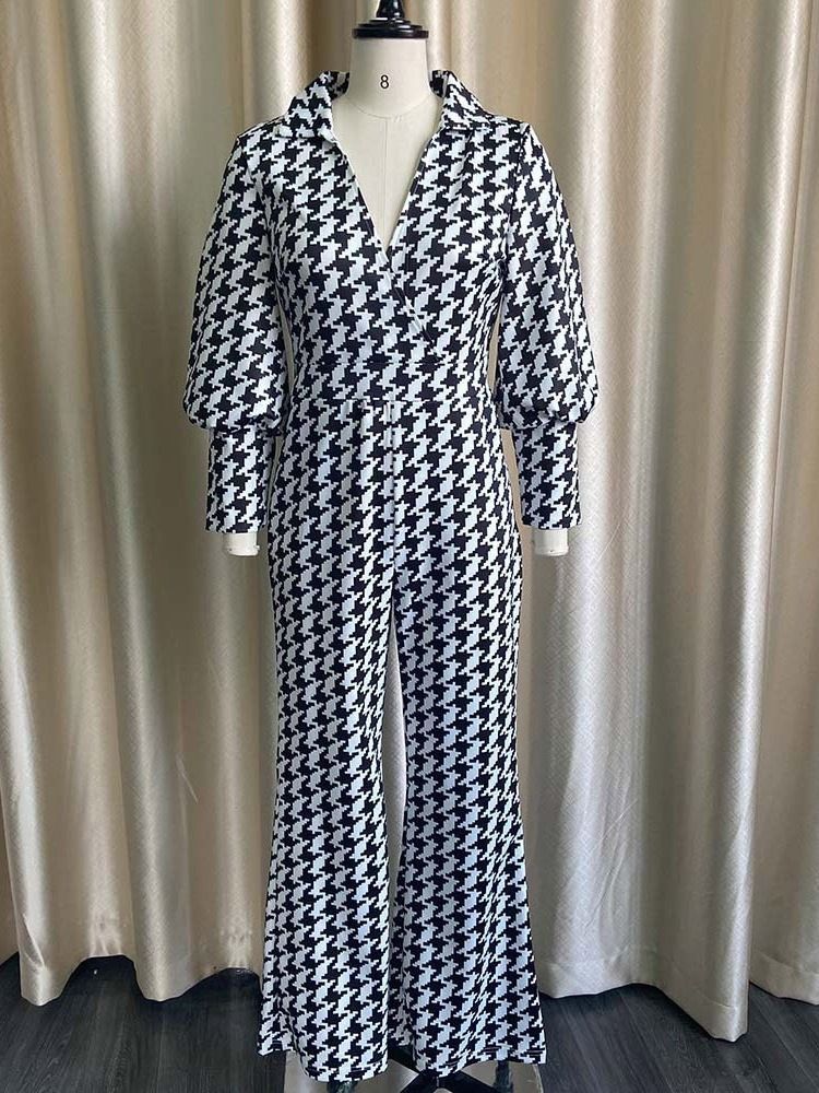 Mode Fullängdstryck Rak Slim Jumpsuit