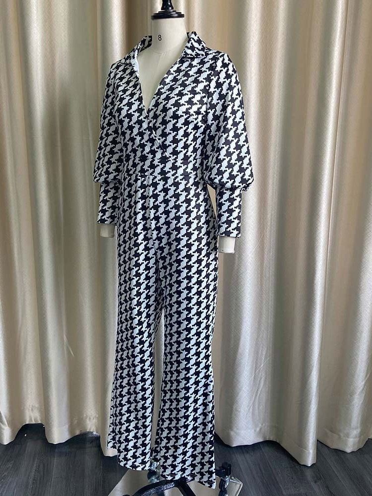 Mode Fullängdstryck Rak Slim Jumpsuit