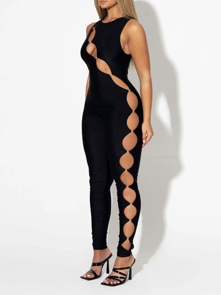 Mode Hellängd Asymmetriska Pennbyxor Skinny Jumpsuit
