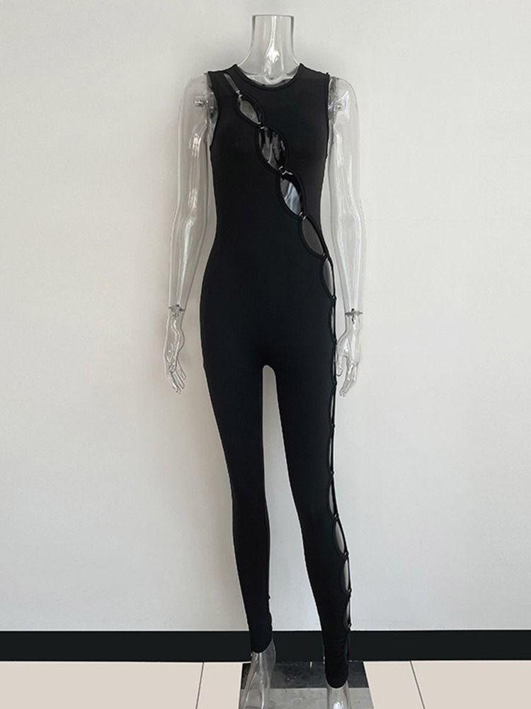 Mode Hellängd Asymmetriska Pennbyxor Skinny Jumpsuit
