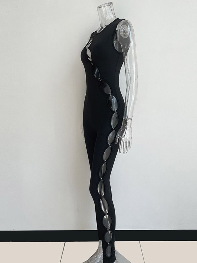 Mode Hellängd Asymmetriska Pennbyxor Skinny Jumpsuit