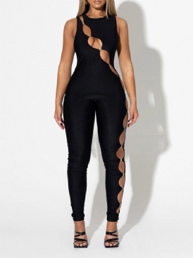 Mode Hellängd Asymmetriska Pennbyxor Skinny Jumpsuit