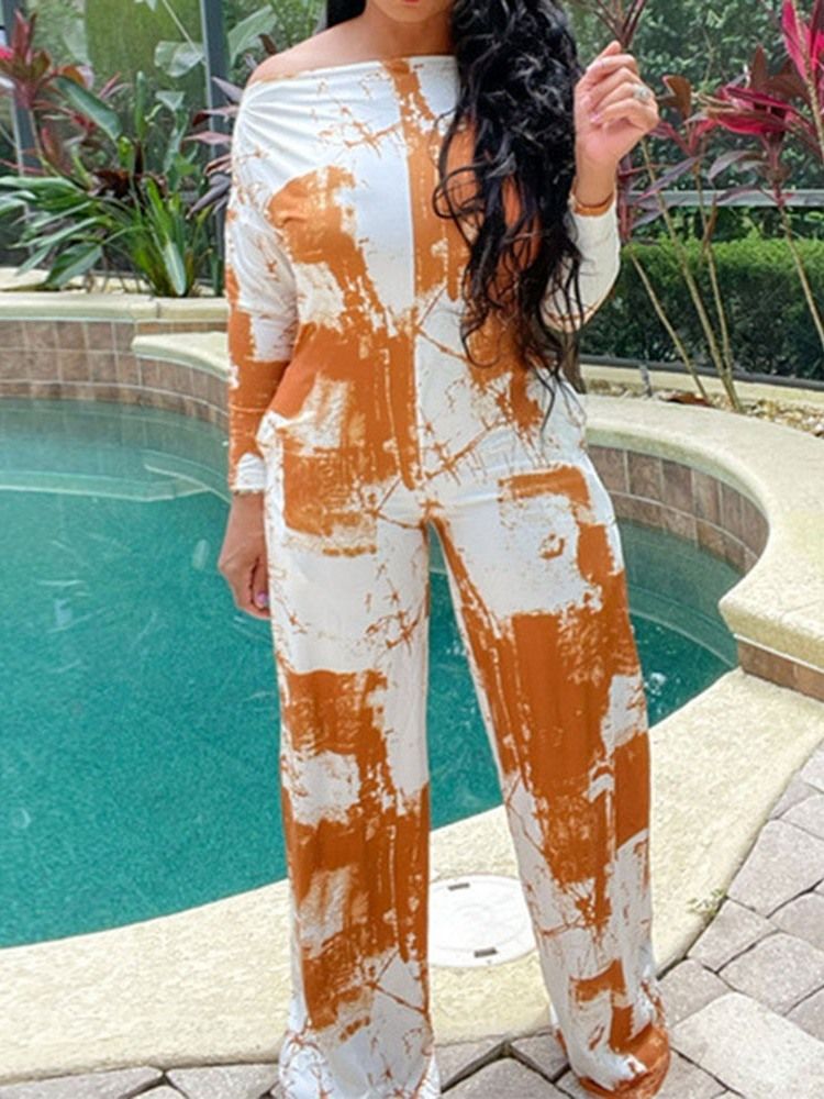 Mode Hellängd Färgblock Mid Midja Slim Jumpsuit