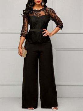 Mode Hellängd Spets Slim Rak Jumpsuit